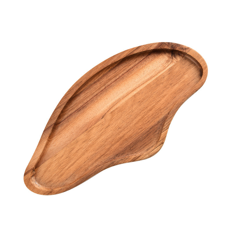 Plato de madera sólida elíptico de madera acacia fruta plato de comida para bebés tablero de corte de alimentos suplementarios sushi pizzeria tablero de pan