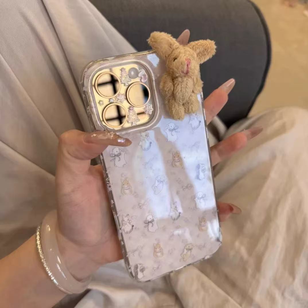 Girl ins bowknot tridimensional conejito para Apple 16ProMax funda para teléfono iphone14/15 nuevo 13