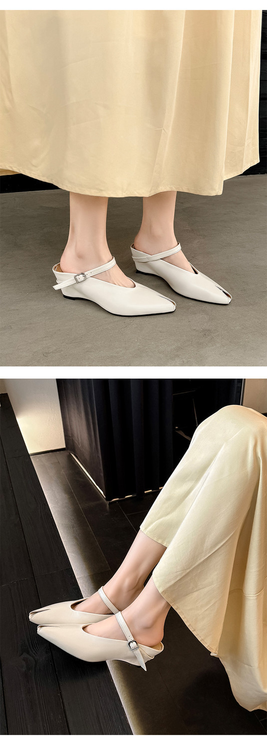 Sandal nữ hở mũi gót nêm cao da bò tăng chiều cao quai ngang — màu đen, màu trắng, màu mơ chi tiết 43