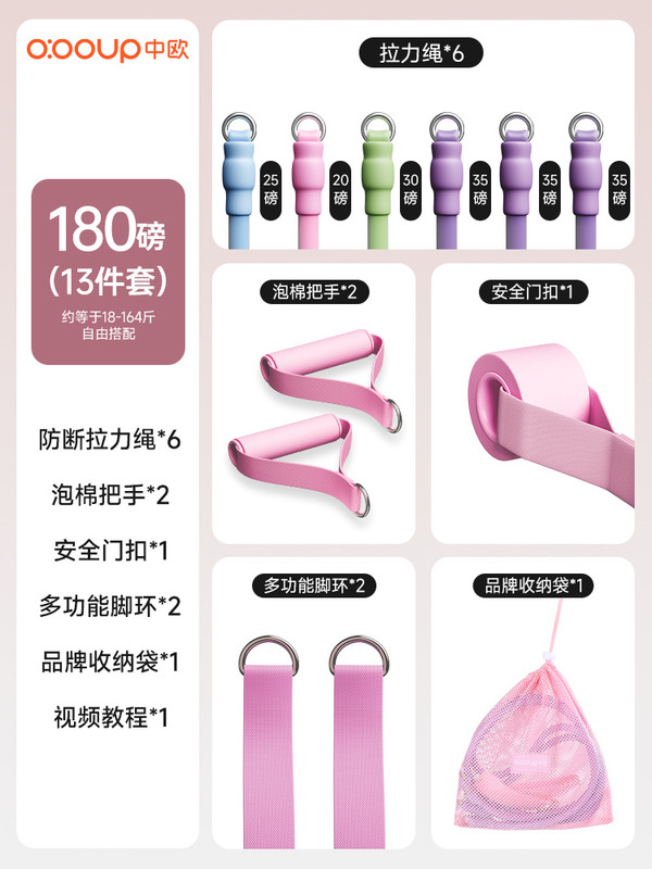 拉力绳家用健身弹力带女弹力绳开肩练背练腿挂门高位拉训练神器|undefined