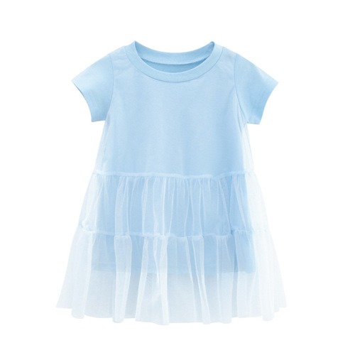 Baby dress summer clothing wholesale 2024 children's clothing new Korean style girls princess dress short-sleeved gauze dress one piece drop shipping