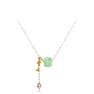 in stock Natural Burmese Ice Jade A Goods Lutong Necklace Women Pearl S925 Sterling Silver Plated 18k Gold Factory