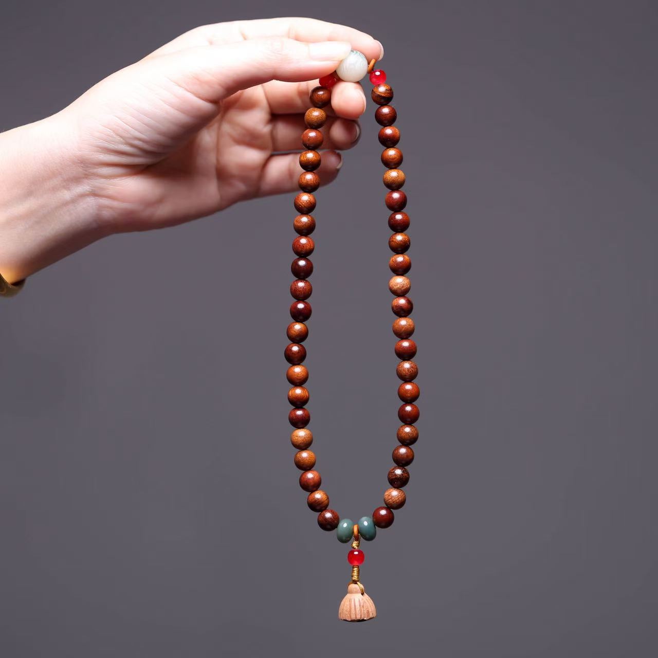 Popular Taishan Old Peach Wood Good Luck Lotus 8mm Double-Loop Lotus Seed Pod Bracelet for Men and Women, Live Stream Supply