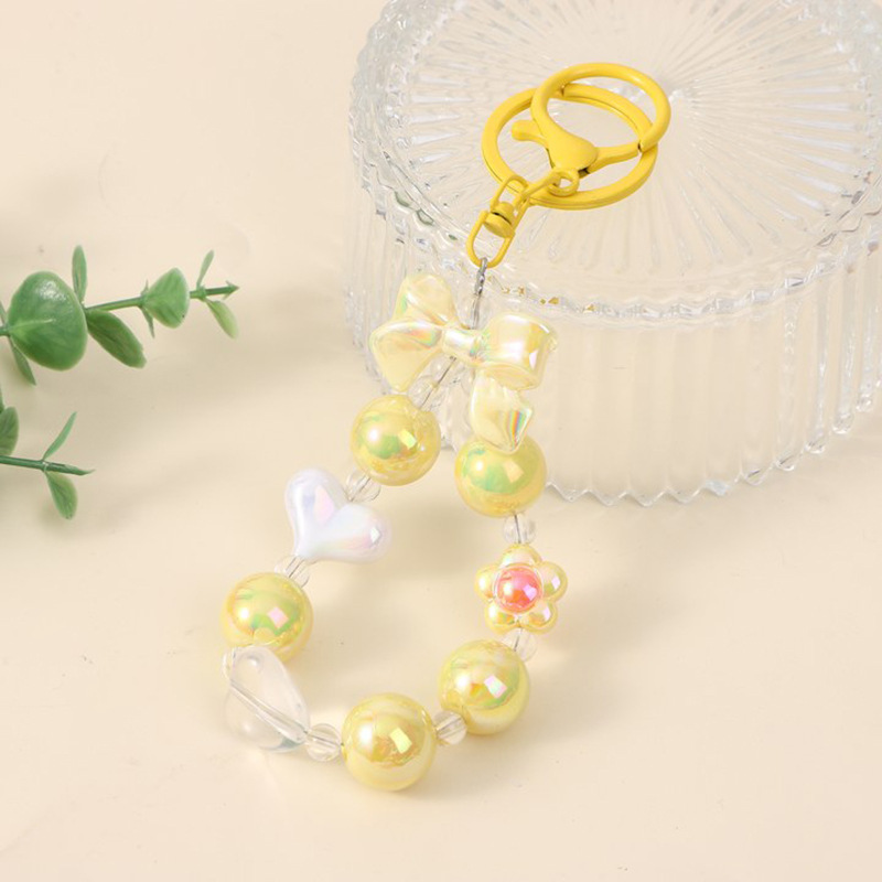 Japón y Corea del Sur color ins hecho a mano con cuentas flor llavero cordón de muñeca macaron color pétalo cordón de teléfono móvil en stock