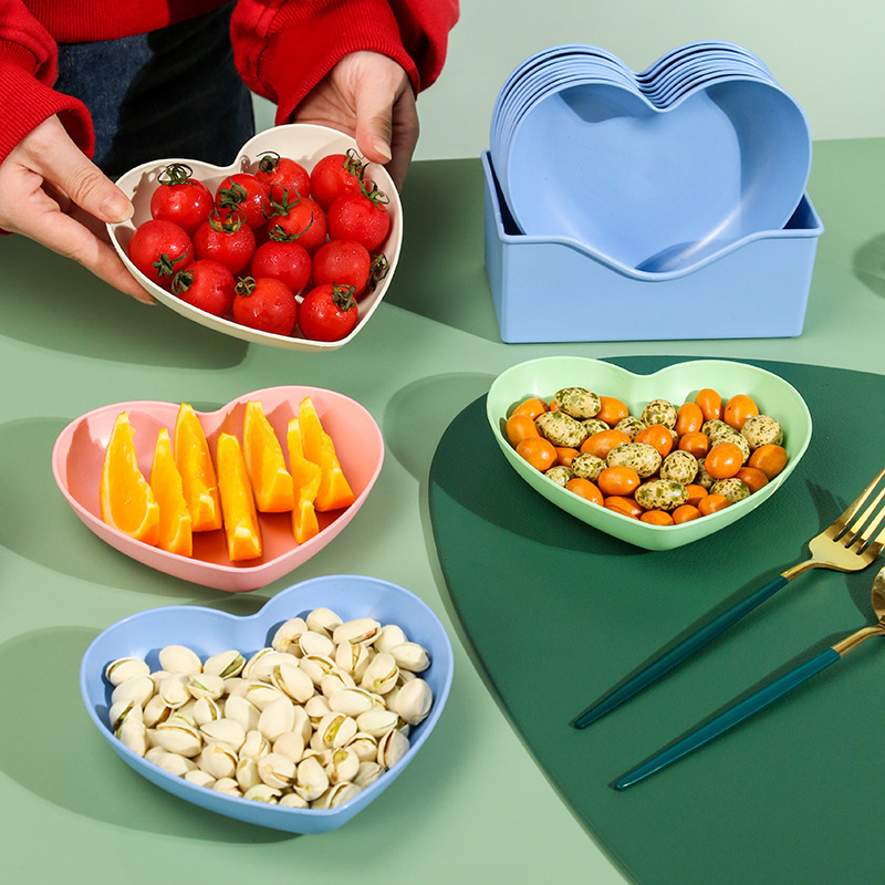 Creative peach heart-shaped plate bone spitting plate snack plate fruit plate nut plate snack plate tableware suit wholesale plate