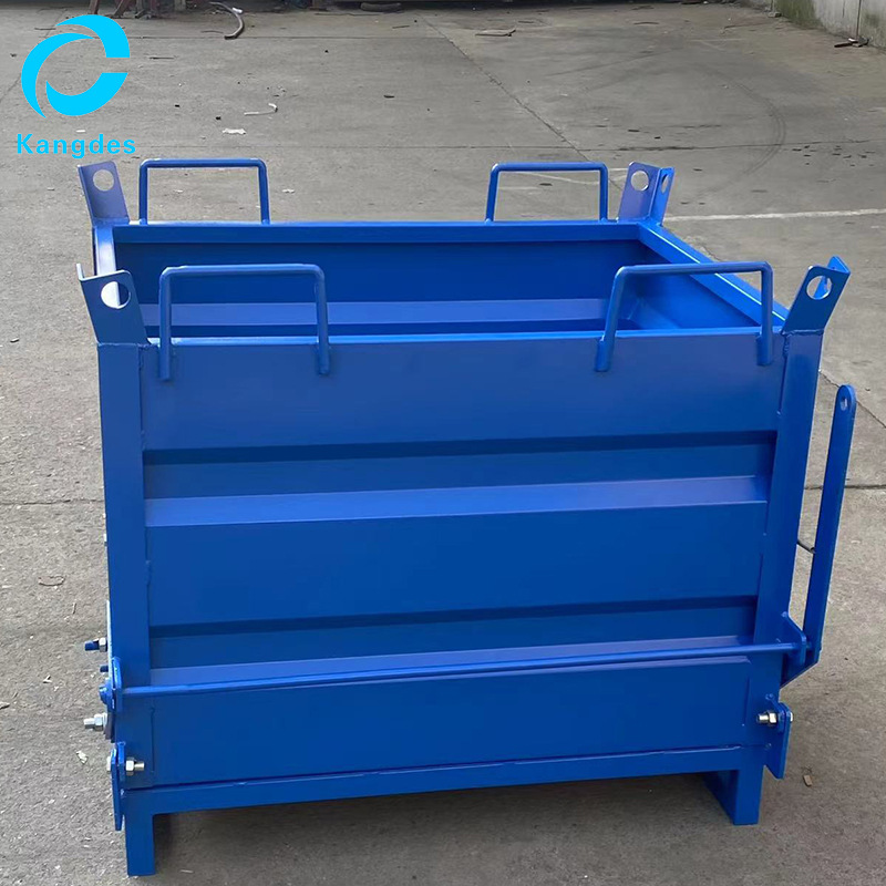 厂家批发蓝色自卸铁屑车 底部倒料垃圾装卸叉车款重型自卸铁屑车