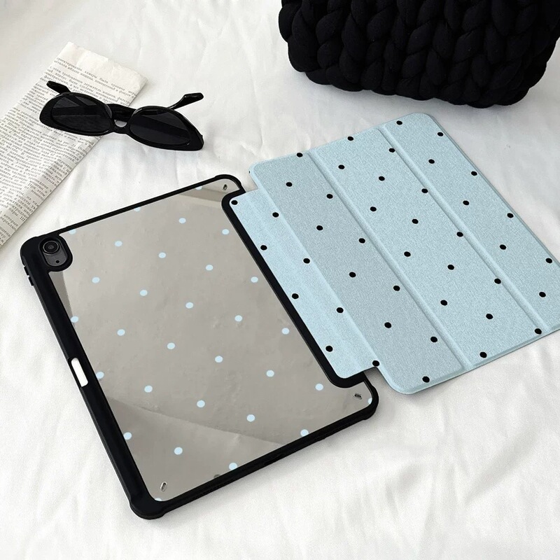 Blue and Black Polka Dot Mirror Case for 70% off iPad A16 Tablet 11/12 Generation Air6/7/8 Protective Case Pro 11inch Protective Cover