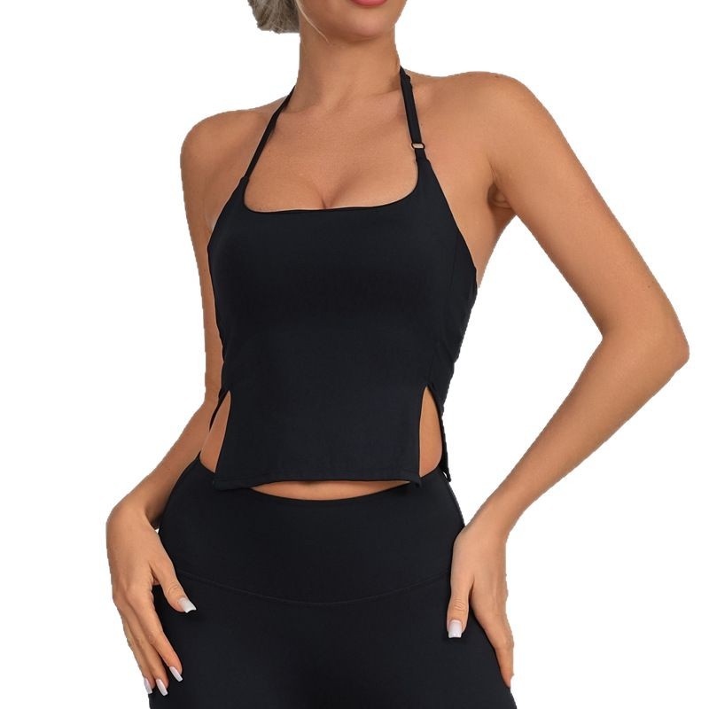 Chaleco de yoga transfronterizo para mujeres cuello colgante con cojín de pecho ajustable, secado rápido desnudo, eslingas deportivas en stock