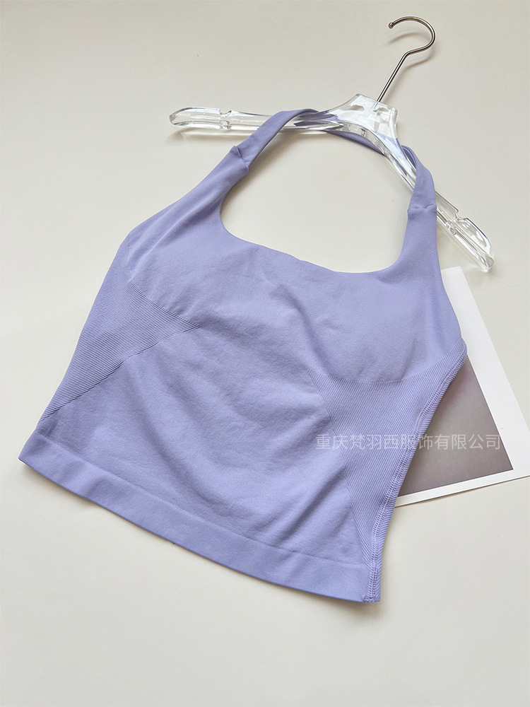 Transfronteriza versión de la patria DF cuello cuadrado chaleco de cuello colgante de tres capas con almohadilla de pecho alta elástica hermosa espalda ajustada sin costuras ropa de yoga de fitness