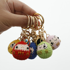 Creative handmade woven Daruma doll, Zhinü wool yarn crocheted doll keychain, cartoon cute finished hanging decoration
