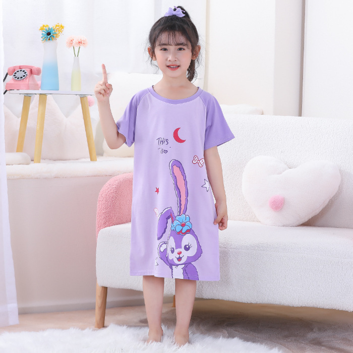 Pijama infantil princesa viento de verano nuevo pijama de niñas mangas cortas pacha perro vestido de dibujos animados ropa para el hogar