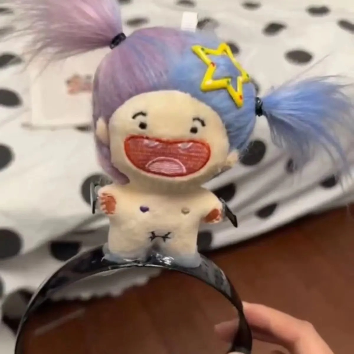Divertido diadema diente perdido algodón muñeca Linda diversión casera pequeña muñeca horquilla clip tocado novedad