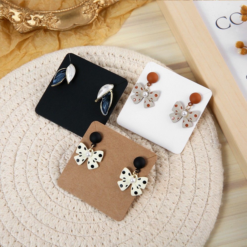 厂家批发外贸饰品纸卡黑白棕牛皮纸耳环卡项链卡片套卡小纸卡配件