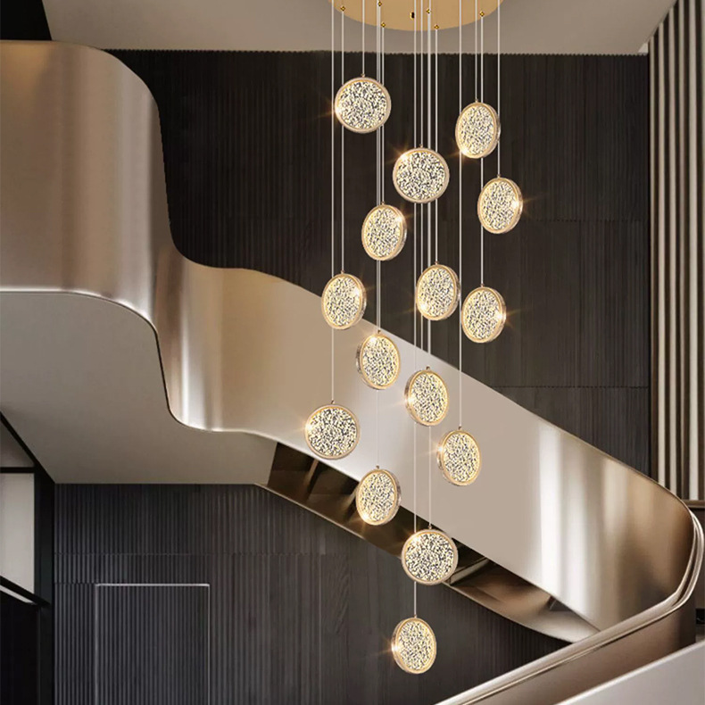 Luz moderna sala de estar escalera lujoso hotel lámpara de lujo ventas lámpara de lujo dúplex creativo loft lámpara de vestíbulo departamento de ventas