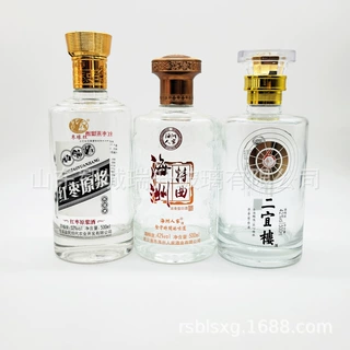 瑞升玻璃工厂定制晶白料白酒瓶 500ml玻璃瓶定做烤花烫金模具制作