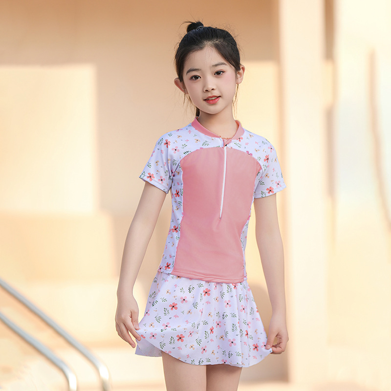 Nadar para niños trajes de baño para niños para mujeres, niños mayores, secado rápido para niñas, set de falda dividida, lindos trajes de baño de aguas termales.