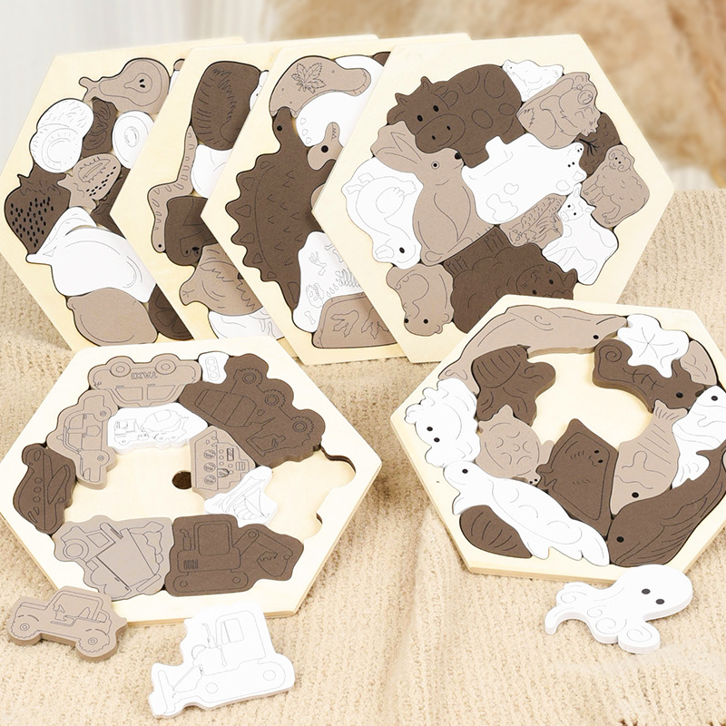 Fun and Creative Hexagonal Puzzle Puzzle Animal Cognitive Learning Building Blocks Building Early Education Educational Toys for Young Kidsren