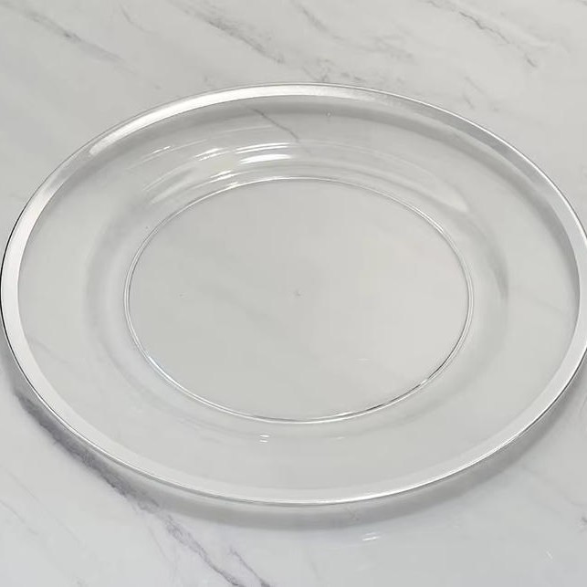 13 pulgadas acrílico transparente cargador de bordes de oro plano boda navidad baby shower party decoración plástica