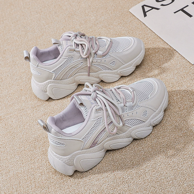 2025 новые весенне-осенние спортивные универсальные повседневные кроссовки с сеткой на толстой подошве, модные женские кроссовки для бега