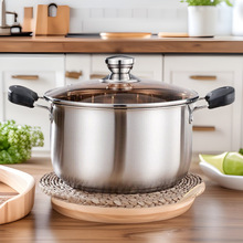 加厚不锈钢汤锅双层家用煮粥面奶锅大容量汤蒸锅电磁炉燃气灶通用