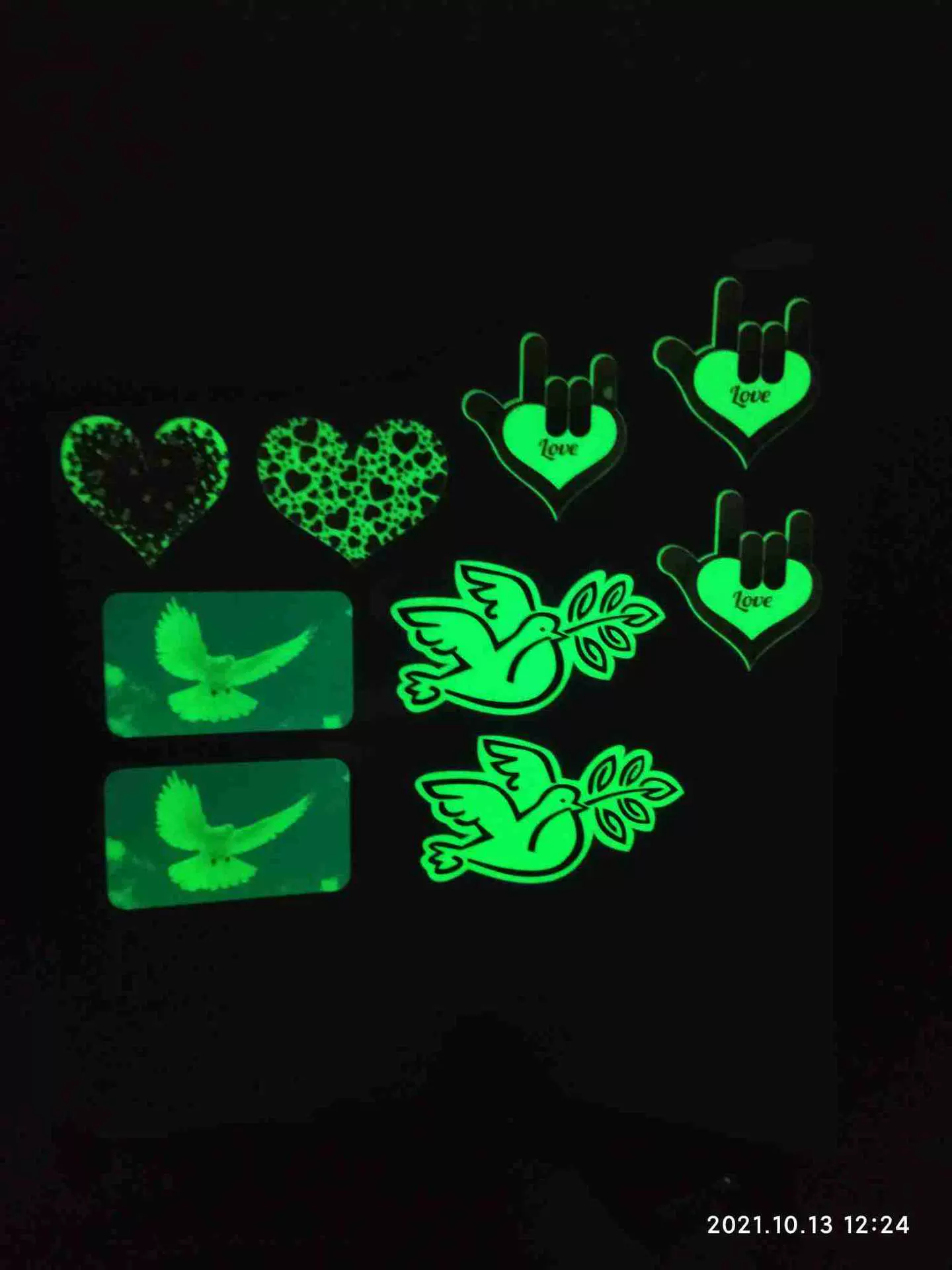 夜光不干胶强粘超长超亮贴纸星星爱心标贴墙贴装饰帖