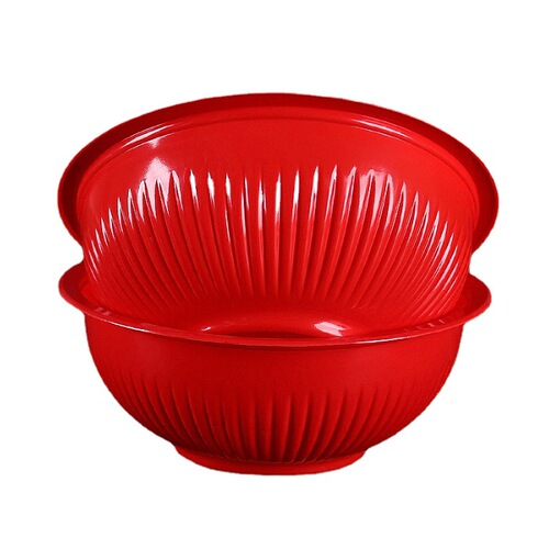 Shuangtong disposable pp plastic red bowl tableware 345ml thickened round red wedding supplies wholesale 20 pieces