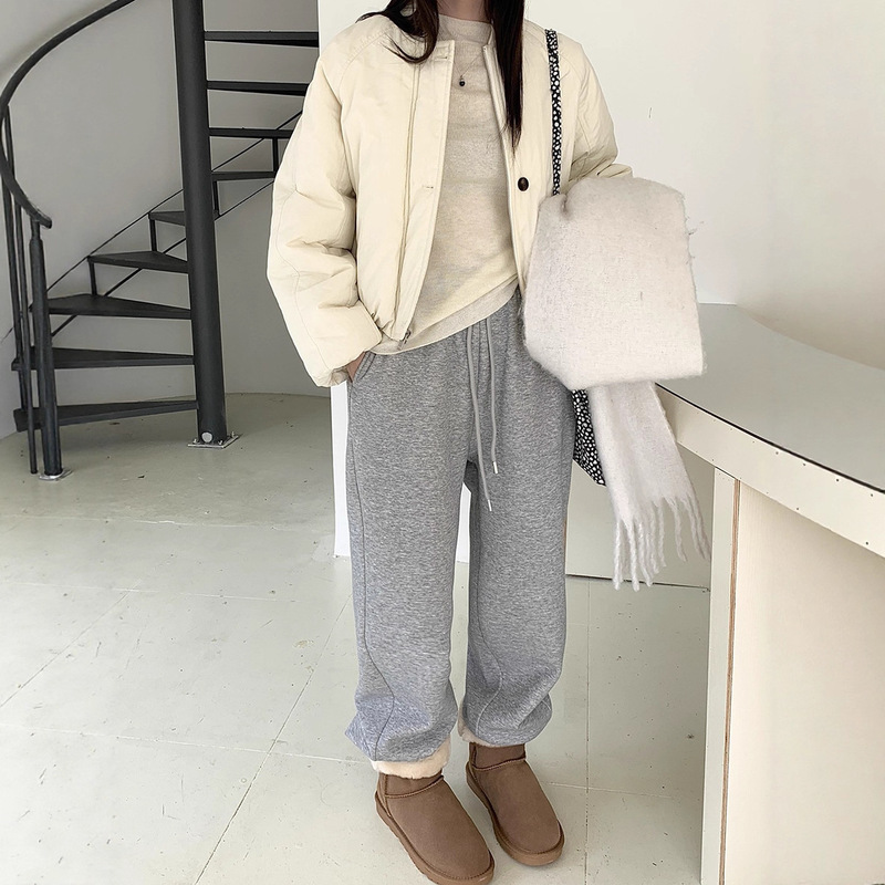 A Pair of Winter Thickeneded Cashmere Leggings Casual Sweatpants for Women 25 Winter High-Waisted Warm Cuffed Sweatpants Cross-Border