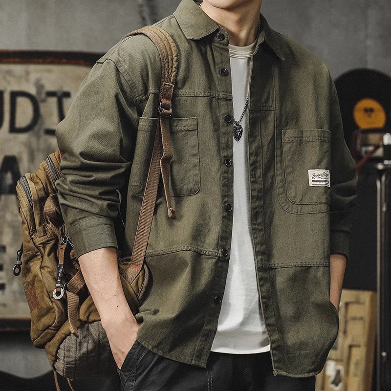 American-Style Workwear Shirt-Style Jacket for Men 2025 Autumn and Winter New Loose-Fitting Japanese Retro Casual Long-Sleeved Shirt
