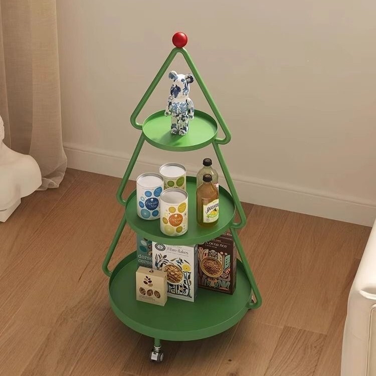 Christmas tree-shaped, movable three-tier shelf, suitable for living room sofa side tables, minimalist and modern design, creative bedside storage shelf for the bedroom Christmas tree-shaped, movable three-tier shelf, suitable for living room sofa side tables, minimalist and modern design, creative bedside storage shelf for the bedroom