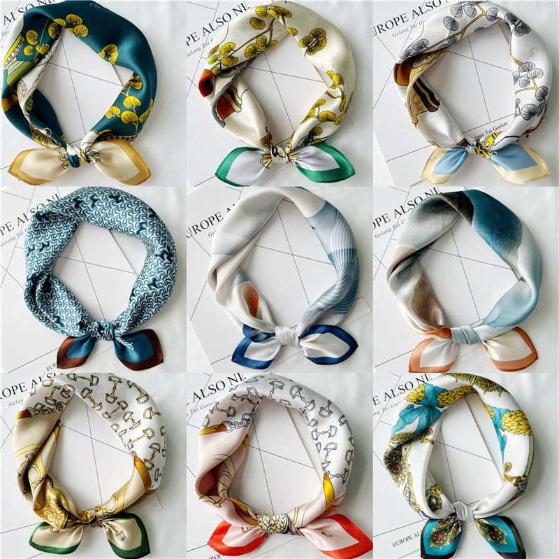 Hangzhou Silk Women's Spring and Summer Korean Style All-match Elegant Silk Small Square Scarf Mulberry Silk Scarf Decorative Scarf Scarf
