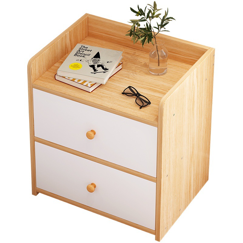 Mesa de cabecera simple y moderna, simple y alta, gabinete de almacenamiento de piernas de madera sólida, dormitorio doméstico pequeño nórdico, estante de cabecera