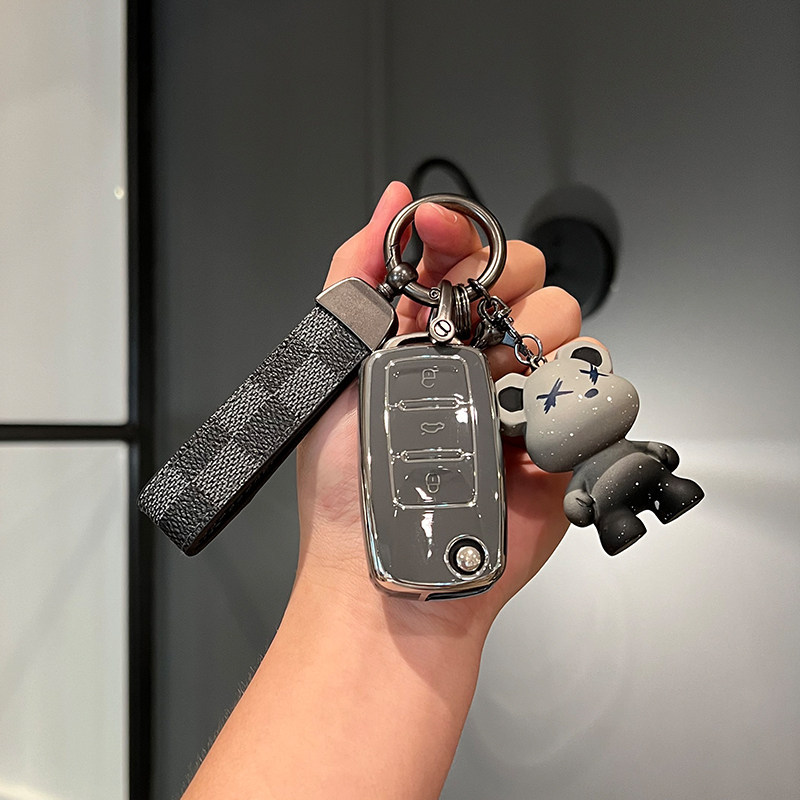 시니어 그레이 + 블랙 체크 무늬 로프 + 그라디언트 베어