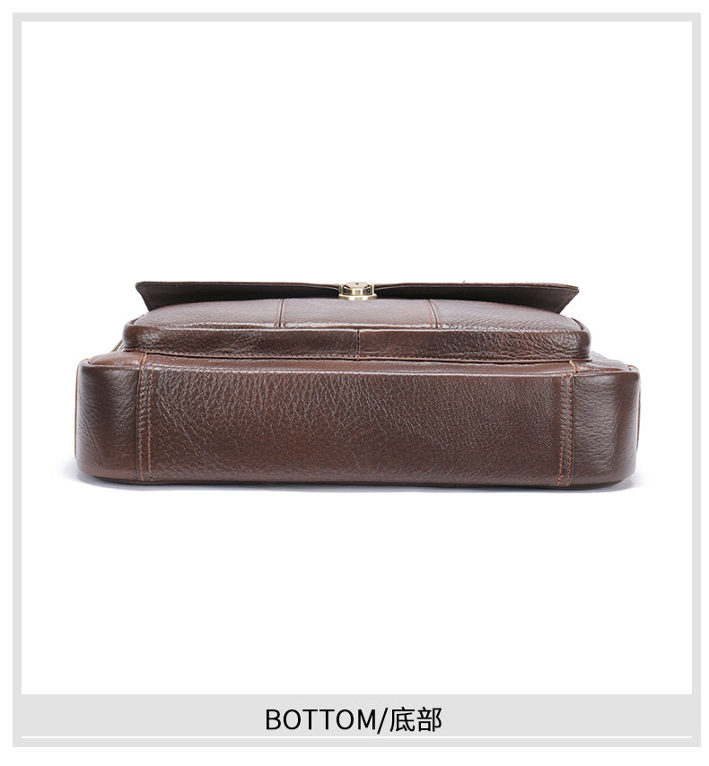 Cặp công sở nam da bò thật cổ điển dạng xách tay đựng vừa laptop 14 inch, dung lượng lớn — Cà phê đậm, Màu cà phê, Màu đen chi tiết 27