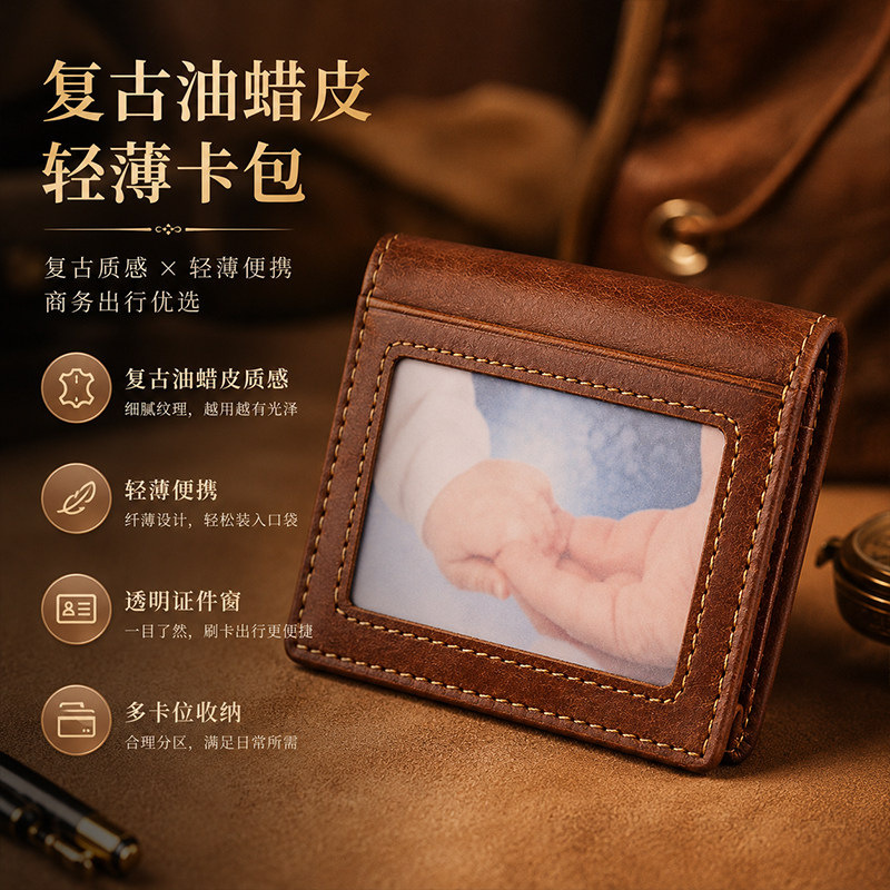 New Foreign Trade Model Men's and Women's Genuine Leather Coin Purse, Id Holder, Business Card Holder, Anti-Magnetic Rfid Anti-Theft Card Holder, Card Case