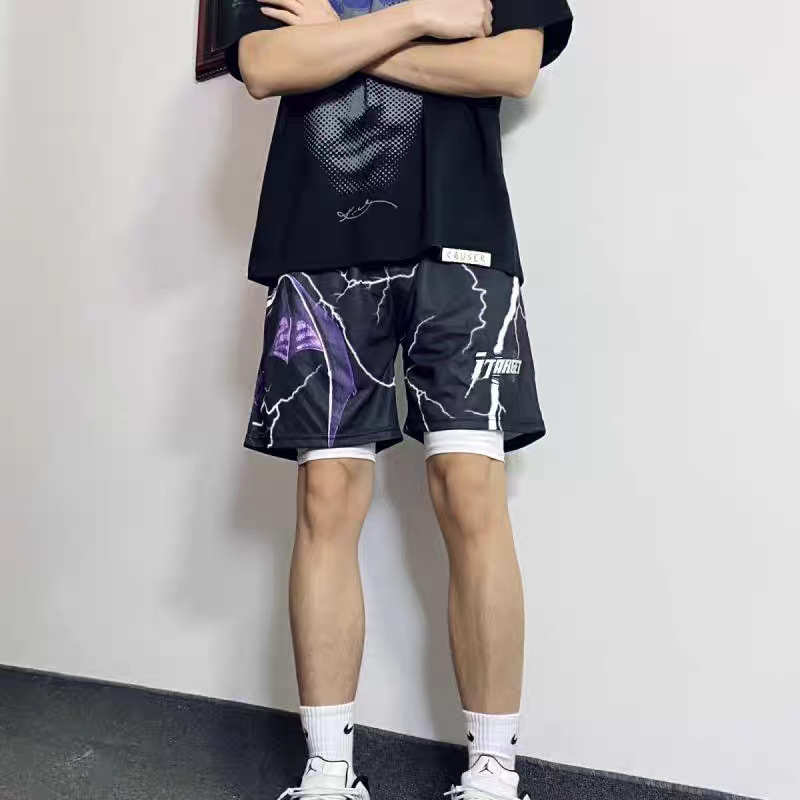 New American Basketball Shorts, Knee-Length, Loose, Casual, Men's Fitness Training, Breathable, Quick-Drying Sports Quarter Pants, Summer New American Basketball Shorts, Knee-Length, Loose, Casual, Men's Fitness Training, Breathable, Quick-Drying Sports Quarter Pants, Summer