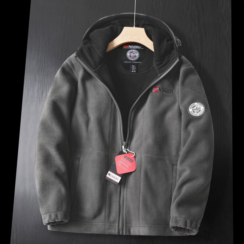 【9819 Hooded】Norwegian Cold-Resistant and Warm-Keeping Thick Double-Layer Hooded Fleece Winter Large Size Men's Fleece Jacket 【9819 Hooded】Norwegian Cold-Resistant and Warm-Keeping Thick Double-Layer Hooded Fleece Winter Large Size Men's Fleece Jacket
