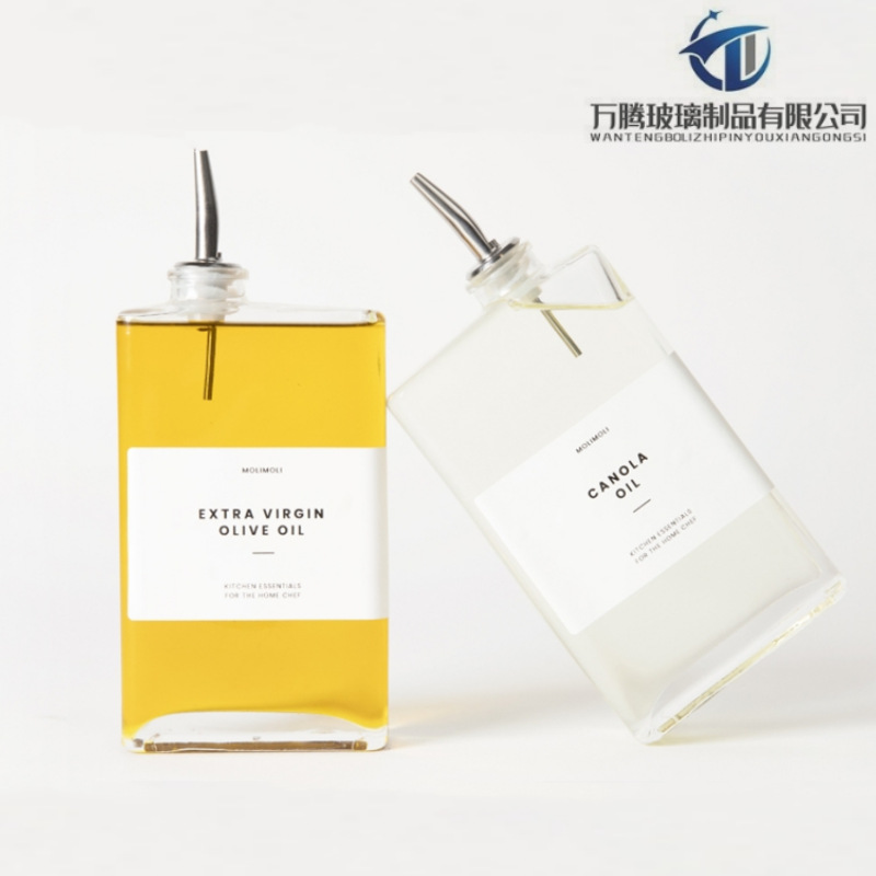 跨境批发12oz玻璃瓶调料汁油和醋分配器350ml橄榄油瓶控油器