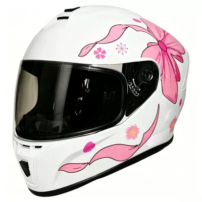 Motosiklet kaskı (dəbilqə) – all seasons, safety helmet for riding - pink-and-white-tea-colored-mirror-s-55-56