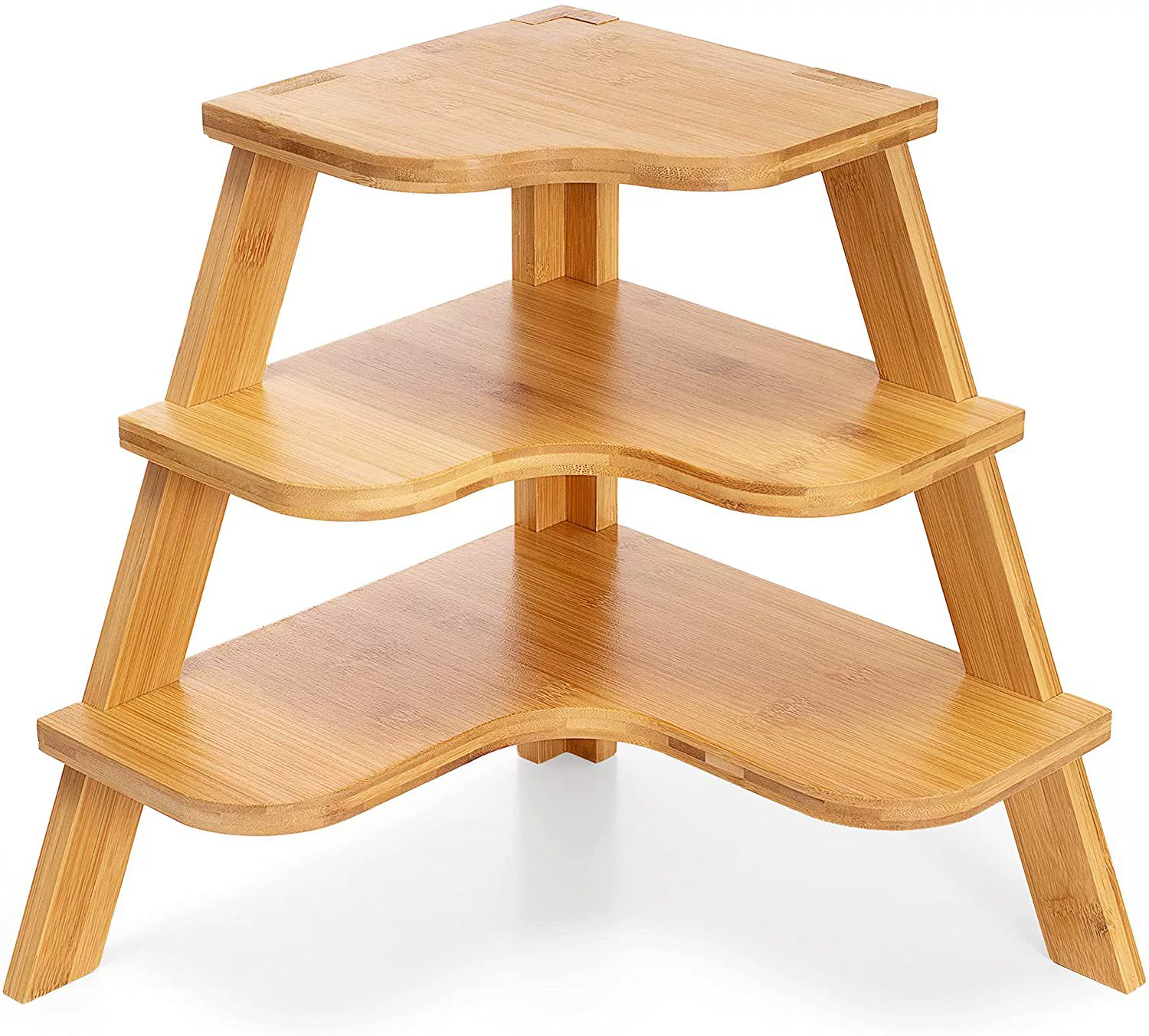 Кухонная Бытовая настольная стеллаж для хранения гостиная Настольная полка для всякой всячины бамбуковая деревянная трехслойная стеллаж для хранения