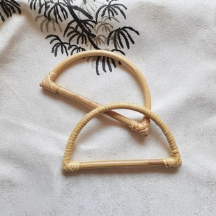 Craft factory direct wholesale rattan woven luggage handle accessories creative D-shaped handle