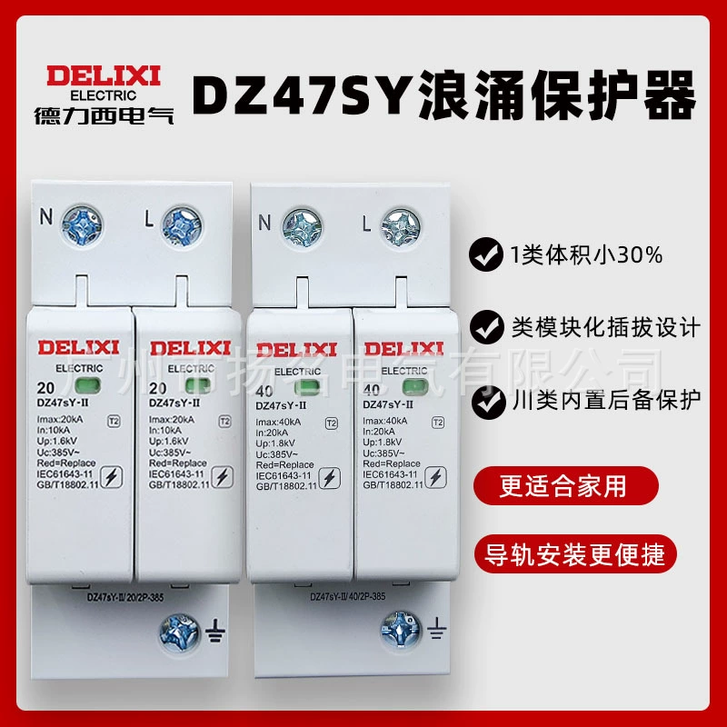 Delixi сетевой фильтр DZ47SY Молниезащита переключатель перенапряжения 2P Молниезащита бытовой молниеотвод 20KA40KA
