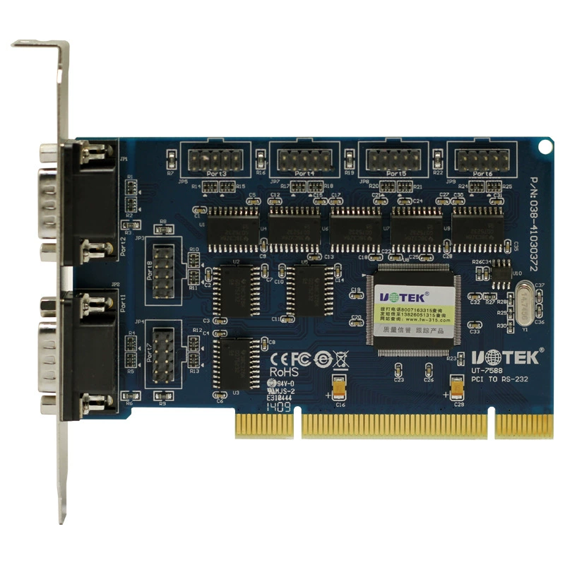 Yutai UT-7588 PCI карта расширения на 8 портов RS232, многопортовая консольная плата с терминалами DB9
