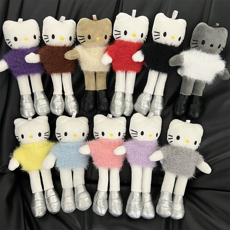 Autumn and Winter New Long-Legged Kt Plush Toy Baby Clothes Knitted Small Sweater 10cm Double-Sided Velvet Sweater with Decoration