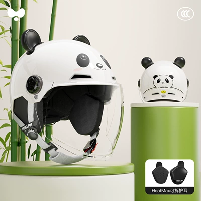 New National Standard 3C Certified: Motosiklet kaskı (dəbilqə) - 3c-panda-white-hd-long-mirror-heatmax-detachable-ear-protection-one-size