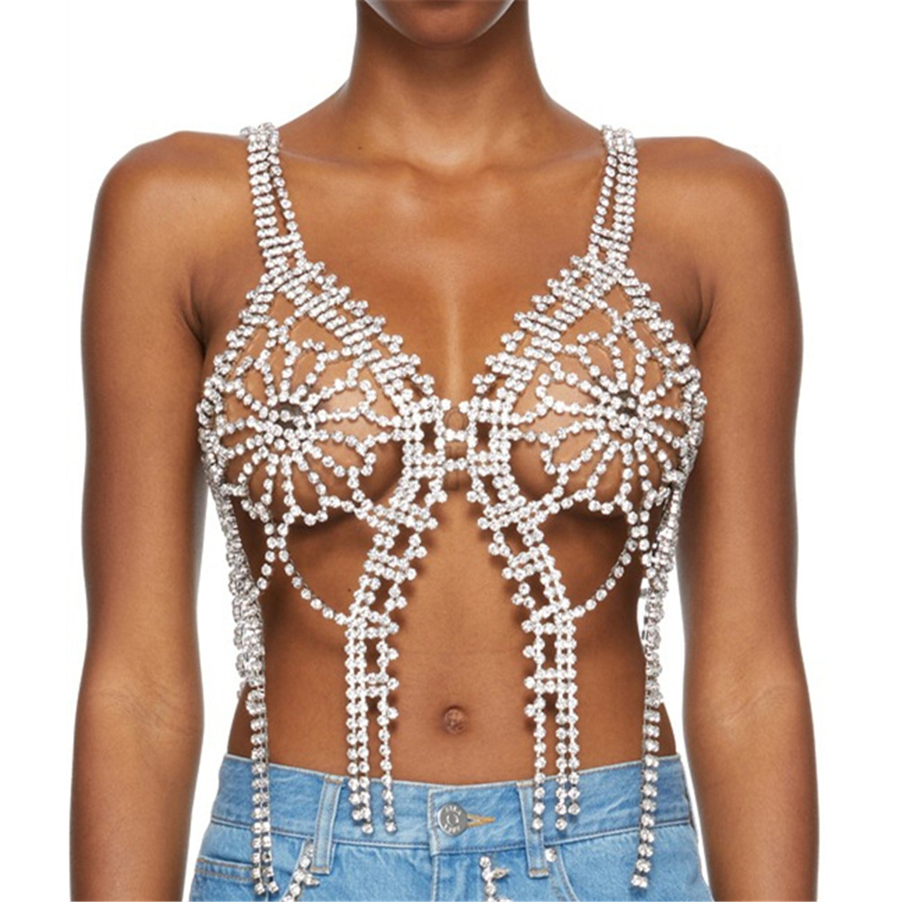 European And American Flower-shaped Tassel Body Chain Sexy Chest Chain display picture 2