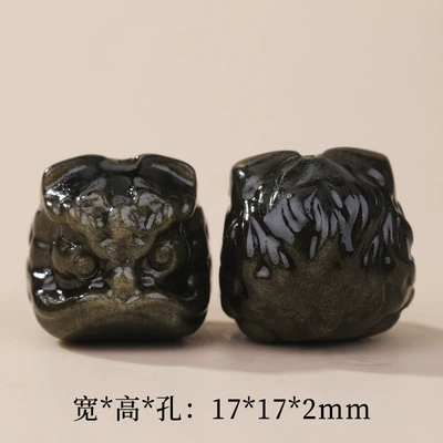 and Silver Obsidian Lion and: Zərgərlik ara hissələri - 6-gold-obsidian-large-lion-dance
