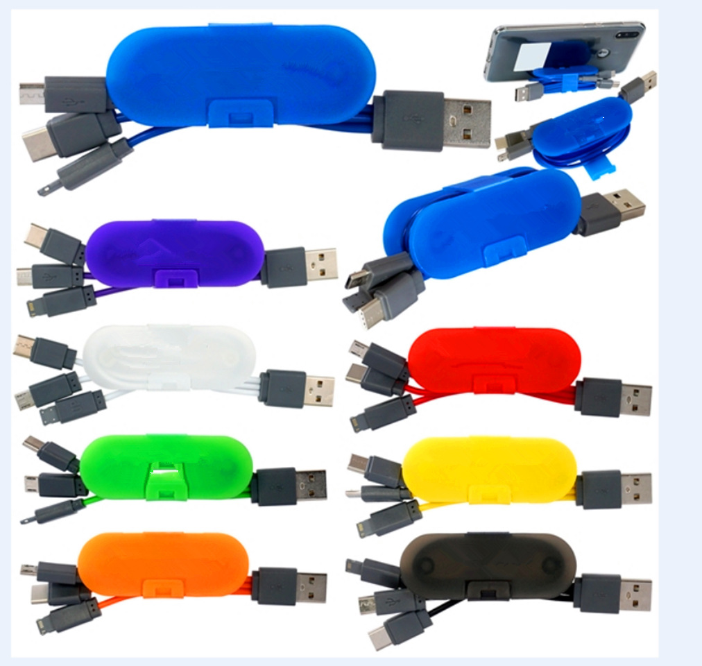 Üçü bir arada seyahat şarj cihazı seti araba hızlı şarj usb cep telefonu veri şarj kablosu adaptörü fermuarlı çanta