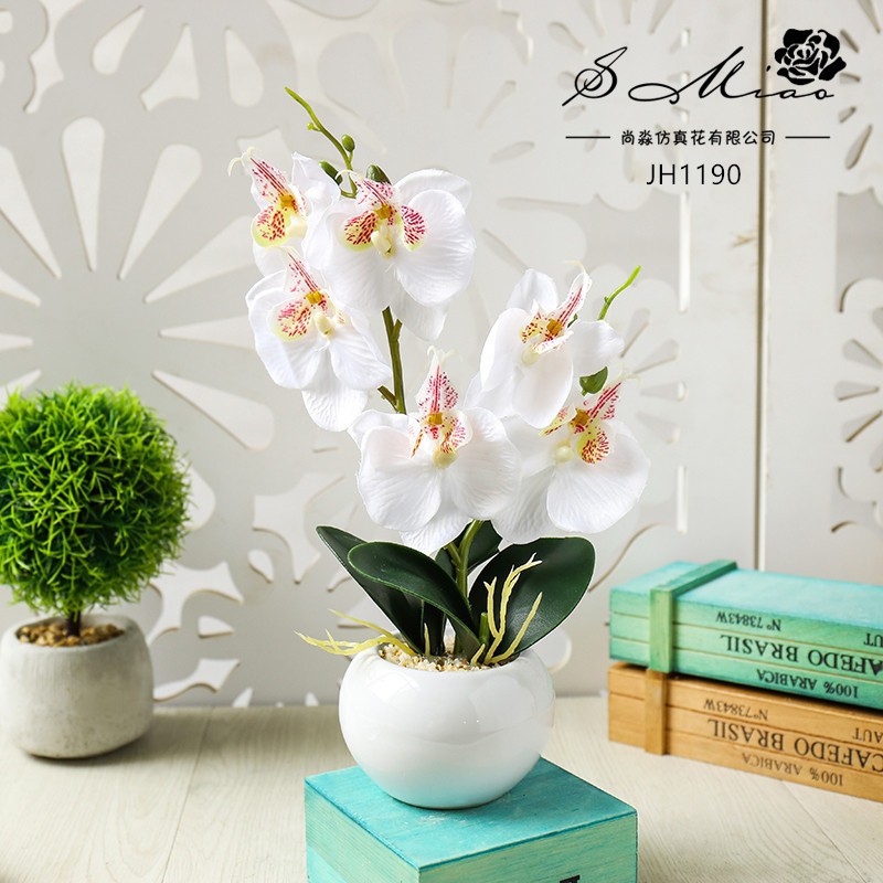 Flor falsa doble horquilla orquídea mariposa bonsai flor de simulación creativa flor artificial adornos de escritorio fábrica de maceta de simulación