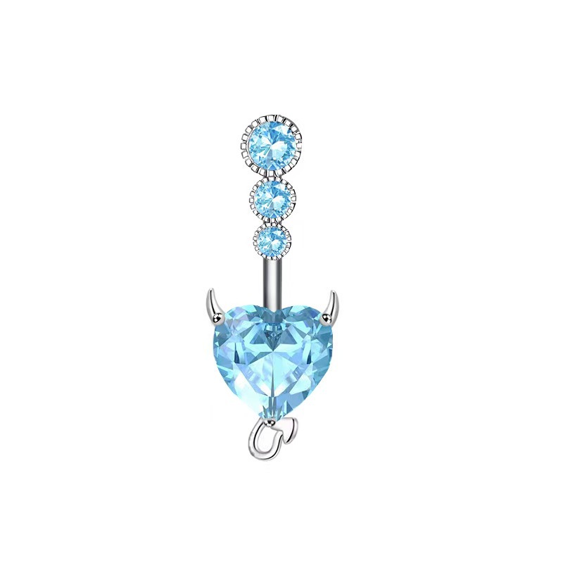 Butterfly Zircon Heart Pendant Navel Ring Stainless Steel Belly Button Piercing Jewelry for Women detail image 12