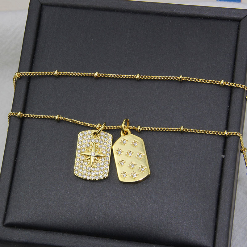 new zircon tag combination necklace copper diamond pendant sweater chainpicture2